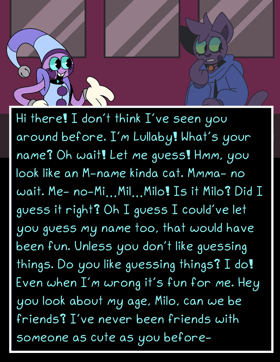 aziebites's tweet photo. Fun Aetherdrop Detail:

In Ch 1, Theo goes on a spiel that's longer than the text boxes allow, so I shrunk down his text. In Ch 4, Lullaby does the same thing, but I gave it a larger textbox to accommodate it. This is because I love Lullaby and can't fucking stand Theo. https://t.co/aYJ7kux8f9