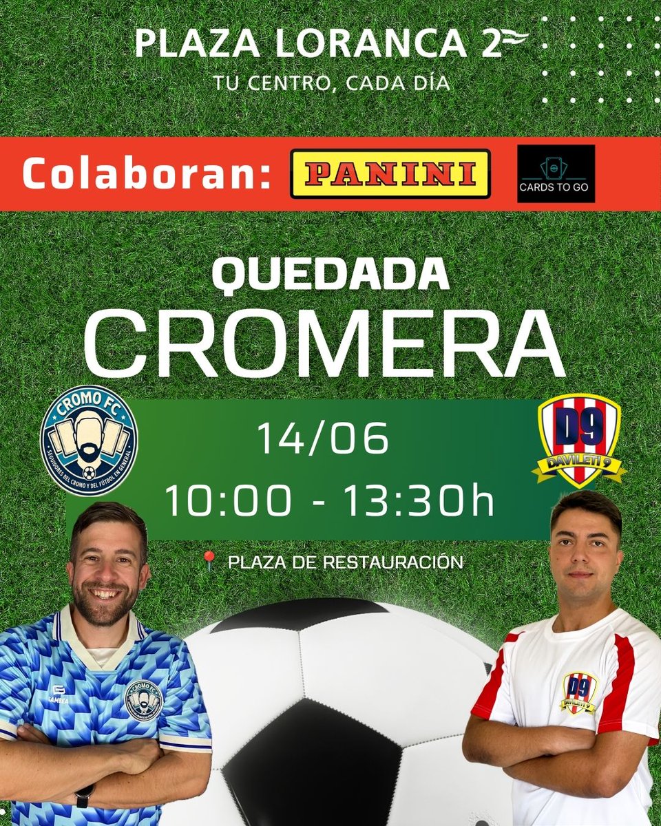 CCPlazaLoranca2's tweet photo. El próximo 14 de junio, Plaza Loranca 2 gran quedada de intercambio de cromos del álbum oficial Panini Stickers del Mundial. El evento, organizado por los creadores de contenido @Davileti9 y @CromoFC, y contará con la colaboración de @CardsToGo y Panini.
⏰ Horario: De 10 a 13:30 https://t.co/6DH3nbu6ad