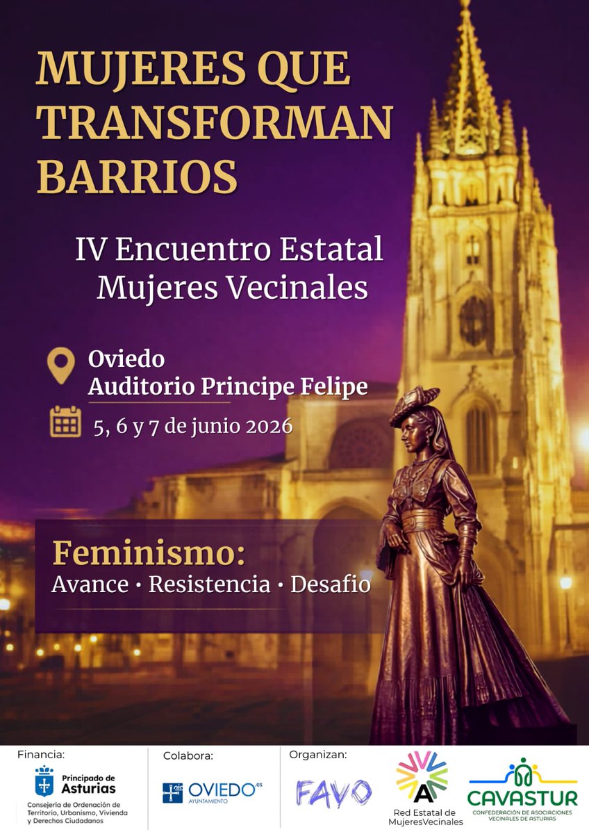 VecinalCeav's tweet photo. Hoy arranca en #Oviedo el IV Encuentro Estatal de la Red de Mujeres Vecinales @MujerVecinal de @VecinalCeav . Un foro de debate y puesta en común bajo el título #MujeresQueTransformanBarrios, que congregará a mujeres de toda España. ¡Empezamos! #Feminismo #Igualdad esta foto https://t.co/Q0GUGqT8Z2