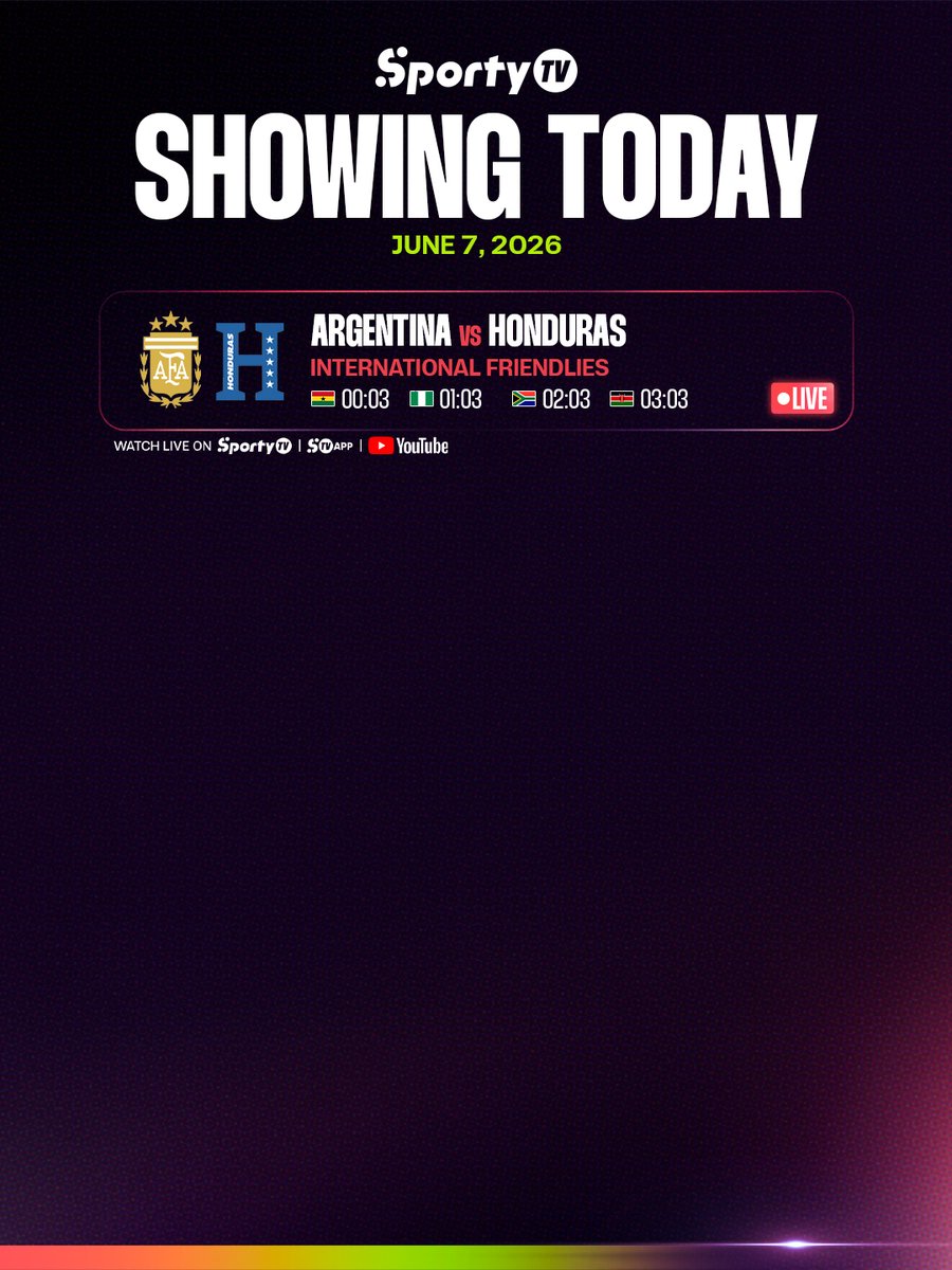SportyTV's tweet photo. SHOWING TODAY ON SPORTYTV! 🚨

💥 International friendlies featuring Germany, Brazil and Argentina! 🇩🇪🇧🇷🇦🇷
🏆 Tournois Maurice Revello (x2) 💥

Download the SportyTV APP and watch everything right from your phone! 📲

🇿🇦 Get your World Cup Pass now and watch all 104 FIFA World Cup 2026™ matches on SportyTV YouTube channel here: https://t.co/BtvYPbJklx