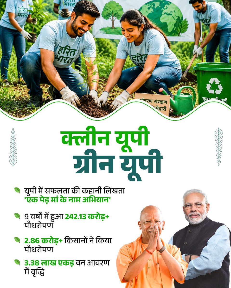 Sheetal83879466's tweet photo. ‘एक पेड़ मां के नाम’ से हरित भविष्य की ओर बढ़ता उत्तर प्रदेश। 🌱
#EkPedMaaKeNaam #GreenUP #CleanUPGreenUP #EnvironmentProtection https://t.co/QemACipMRt