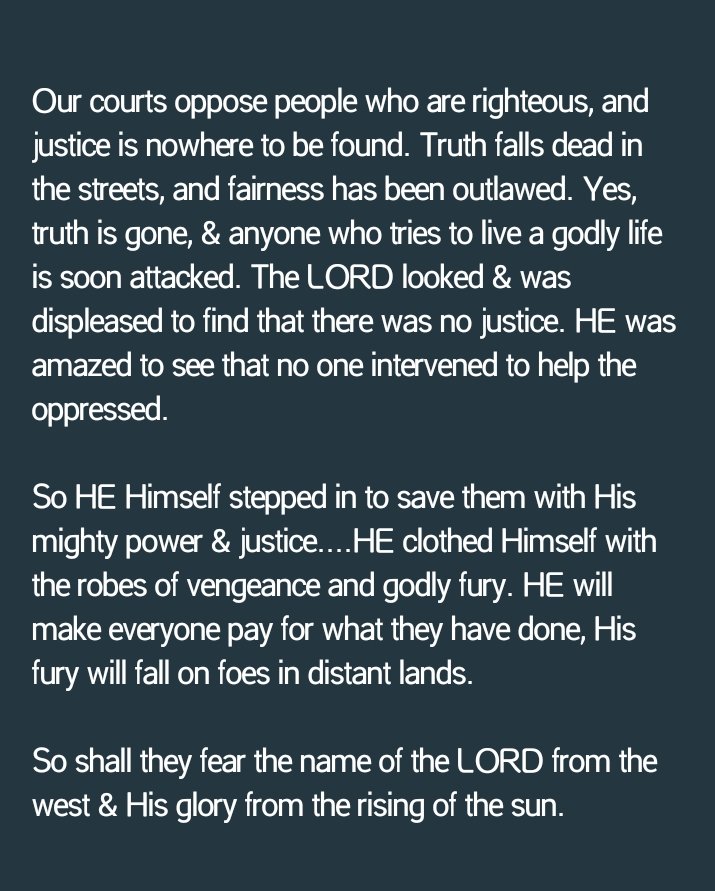 Victorcapsules's tweet photo. Prophet Isaiah 59:14-19 https://t.co/BO80YUNQvI