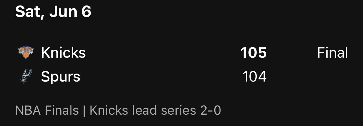 LunarSpider's tweet photo. Avantage 2-0 pour les Knicks qui peuvent finir le boulot à NY.
Si les Spurs font une remontada, je…

#nbafinals https://t.co/ujQnwzL64K