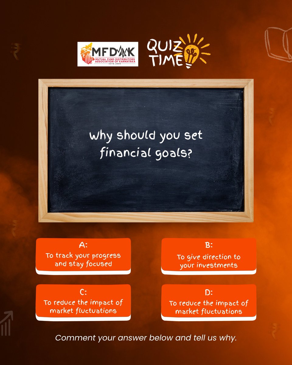 mfdakofficial's tweet photo. 🧠 Quiz Time!

Why do you think setting financial goals is important? 🤔

Drop your answer (A, B, C, or D) in the comments and tell us why. Let's see how many get it right! 📈

#MFDAK #QuizTime #FinancialGoals #InvestorEducation #FinancialLiteracy https://t.co/Bw7Op9Dz2D
