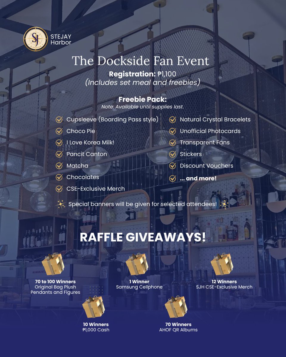 StejayHarbor's tweet photo. The Harbor is opening its doors!

A full morning made for fans to connect, share the love for STEJAY, and celebrate together. Food, fun, and surprises await. 🎁

Watch out for the registration form soon! 🤍✨

THE DOCKSIDE FAN EVENT
#StevenKim #JLGaspar #STEJAY
@AHOF_Official https://t.co/GclTp9FWoB