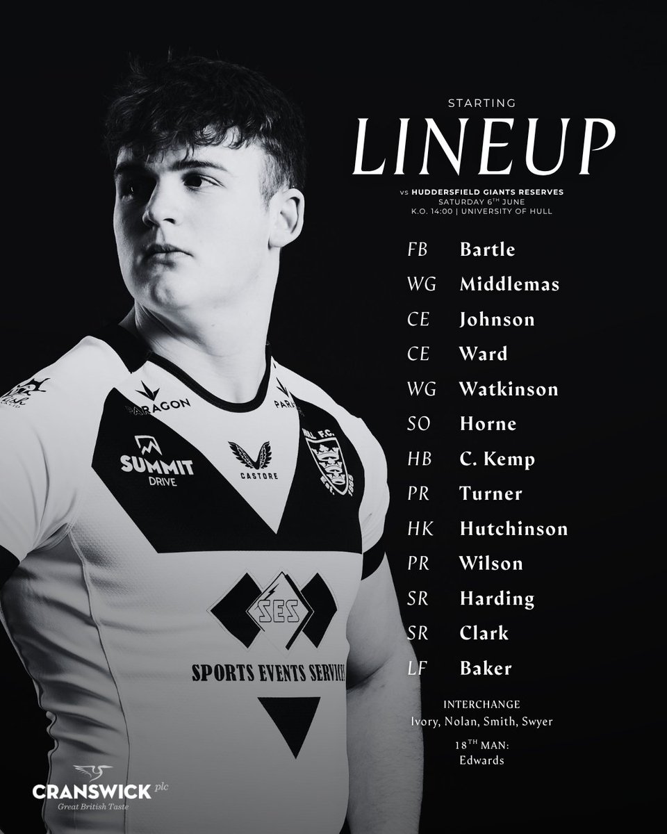 hullfcofficial's tweet photo. Our Reserves line-up for this afternoon's clash with the Giants 📋

⚫️⚪️ #COYH https://t.co/qFymTsb5zM
