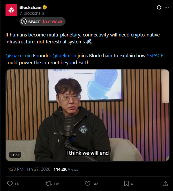0xmrlee's tweet photo. A few thoughts on $SPACE.

Spacecoin describes itself as a decentralized satellite internet network.

The core idea is to use LEO satellites to provide global 5G internet connectivity, especially for people who are still unconnected or living in areas with limited internet access.

That alone makes $SPACE different from many normal altcoins.

$SPACE is trying to enter the satellite DePIN sector, an interesting narrative that combines satellite infrastructure, internet connectivity, and crypto rails.

The official website calls Spacecoin the “World’s First DePIN Powered by Satellites.”

The project is also built on Creditcoin, with a Universal Smart Contract design that aims to let users pay internet fees with on-chain assets from different networks without manually bridging.

If you have been following $SPACE from the early days until now, you can see that the team/devs have appeared at many conferences and events.

For me, this shows that the team is trying to build presence, expand its network, find partnerships, and bring more attention to the satellite DePIN narrative.

The project seems to be quite active and still has many things worth watching.

At the current price zone, I may buy a small amount of $SPACE and continue to follow updates from @spacecoin.

Just a small position for a thesis that is still very early.

DYOR.