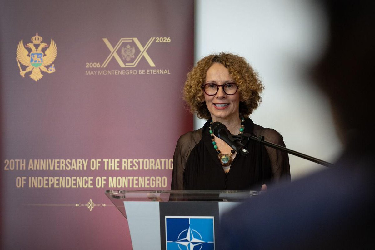 MFA_MNE's tweet photo. Yesterday, @MontenegroNATO hosted a reception marking 20 years since the restoration of Montenegro’s independence and 9 years of @NATO membership.

Amb. Kalezić highlighted that one of Montenegro’s most significant milestones was achieved on June 5, 2017, when the country joined NATO.

@DepSecGenNATO described Montenegro’s accession as inspiring and commended the country’s strategic choices over the past two decades.