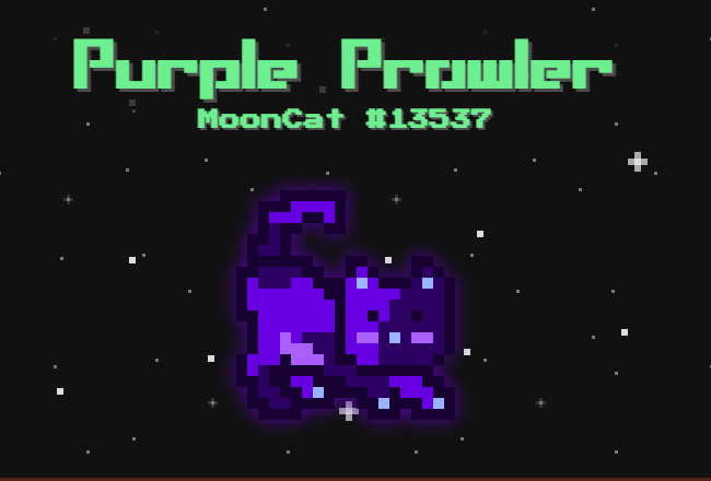 mooncat5997's tweet photo. GM fully onchain art collectors, 

recently I bought +2 @mooncatrescue on OpenSea for 0.28eth :
 
+ 🐱 MoonCat 13537 named Purple Prowler
+ 🐱 Mooncat 17180 a sleeping pale orange pure cat

https://t.co/6b1nbOiviu https://t.co/syelEgI0zw