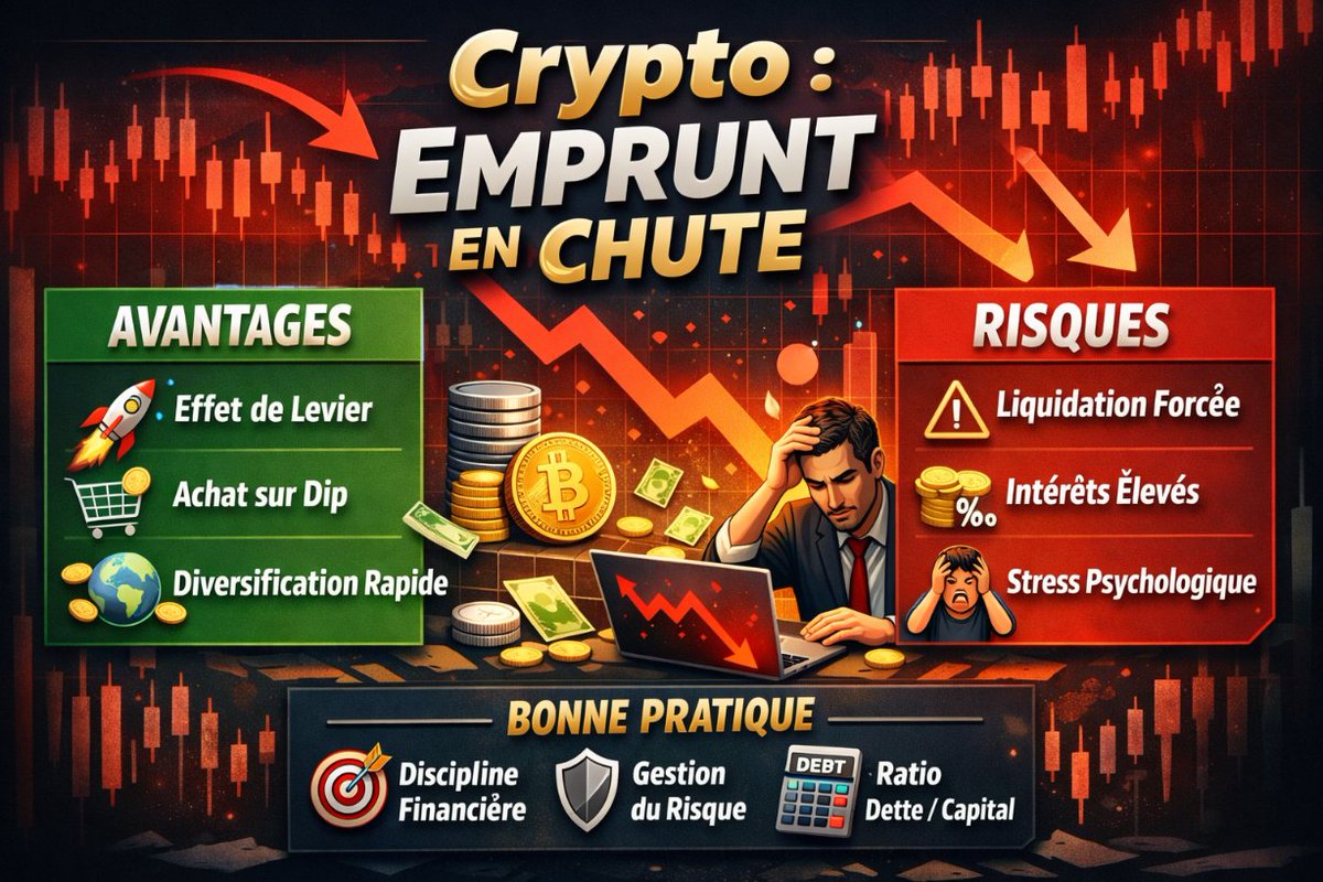 sagate20's tweet photo. Marché en chute ?  
Certains empruntent pour acheter le dip.  
Opportunité si ça rebondit.  
Piège si ça continue de tomber.  
Levier = puissance + danger.  
Toujours calculer son ratio dette/capital. https://t.co/7G1RD4qOF7