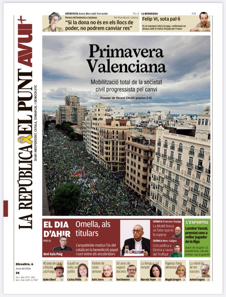 RicardChulia's tweet photo. #PrimaveraValenciana 

Dossier de portada d’@elpuntavui https://t.co/y4Rw8AYgcr https://t.co/CnDfMfe4C1