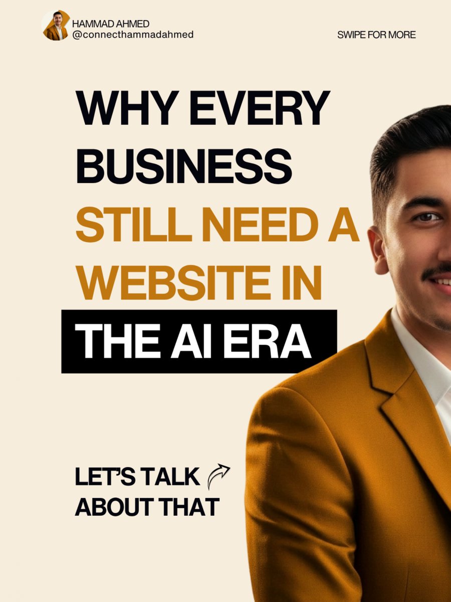 connecthammad's tweet photo. If your business doesn’t have a website in 2026…

You don’t have a business.

You have a dependency.

And AI is about to make that painfully obvious.

Detailed Breakdown mentioned below👇 Swipe → https://t.co/OAbmg1nKNk