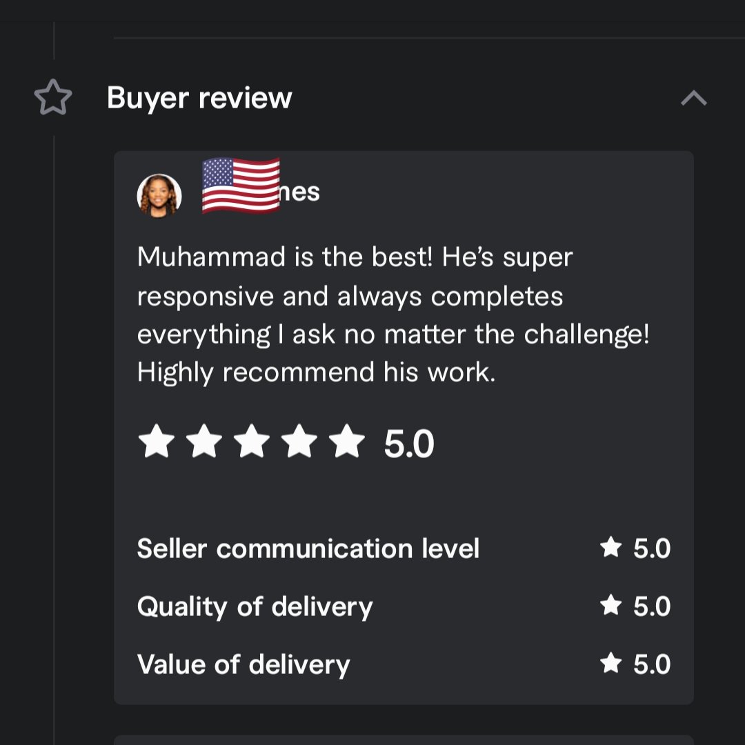 itswebgeekpro's tweet photo. 💥 Check-out my 5 ⭐ review at Fiverr 😊

#MadeOnFiverr #FreelanceLife #FiverrSeller #ClientSuccess #Fiverr #wordpress #usa https://t.co/1Zx12xB6uL