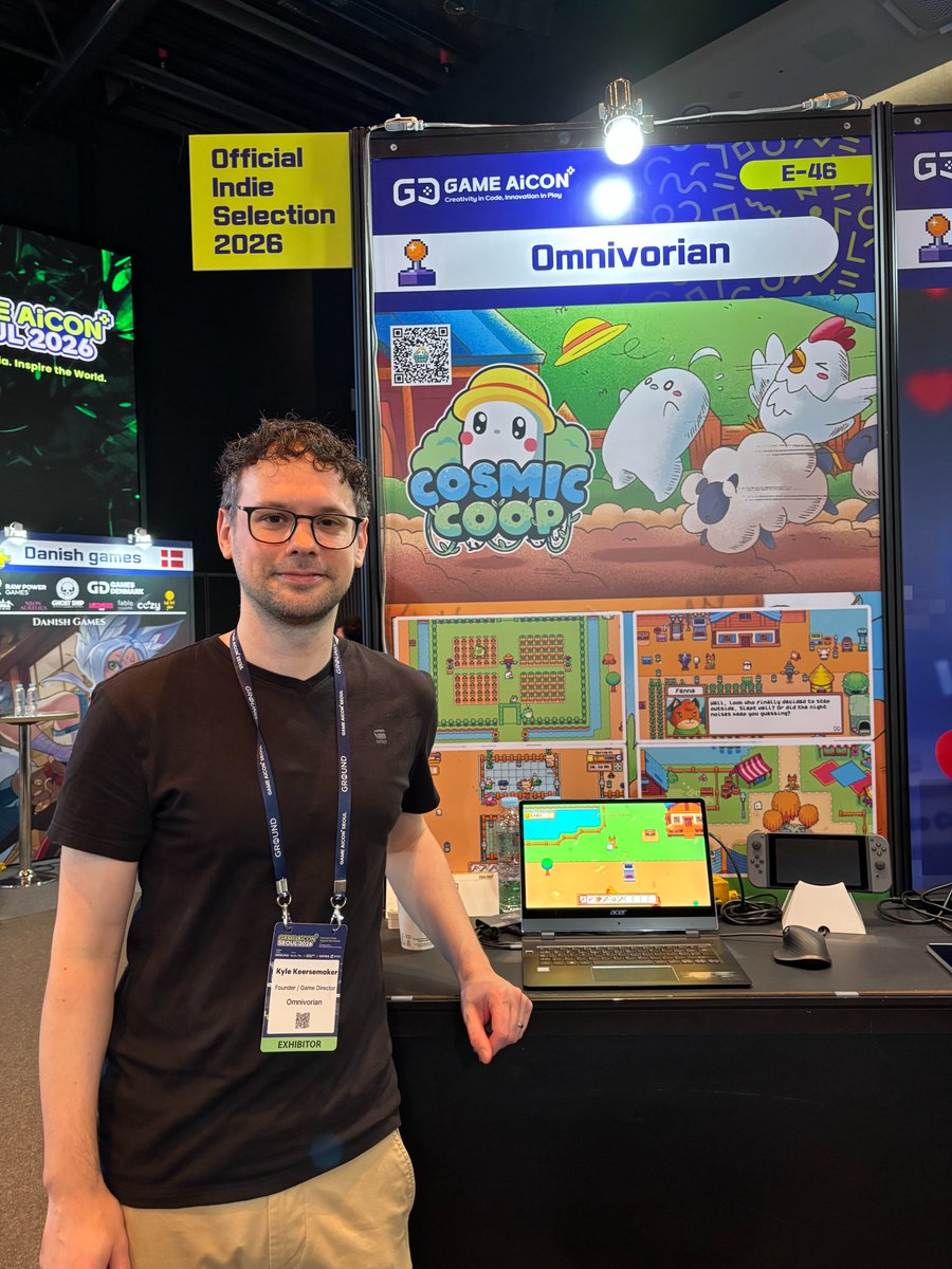 KyleDGamedev's tweet photo. Finally back home after attending GAME AiCON in Seoul!

It was my first time showcasing Cosmic Coop with a full booth, along with a few new games I’m working on.

Now it’s time to get back in gear and prepare for the next stage!

#GAMEAiCON  #Gamedev #Indiegamedev https://t.co/8zQR4HAWJm
