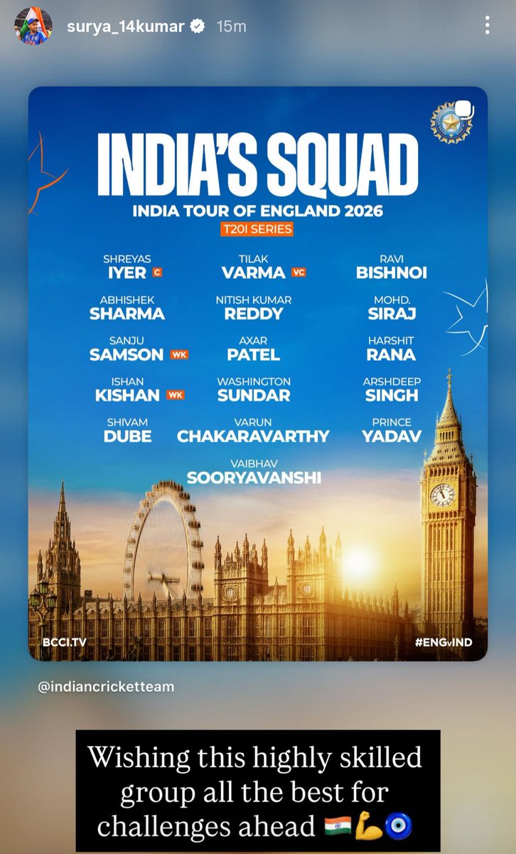 CricCrazyJohns's tweet photo. INSTAGRAM STORY OF SURYAKUMAR YADAV 👏 

- A Champion on &amp; off the field. https://t.co/KmwLsn0SlI