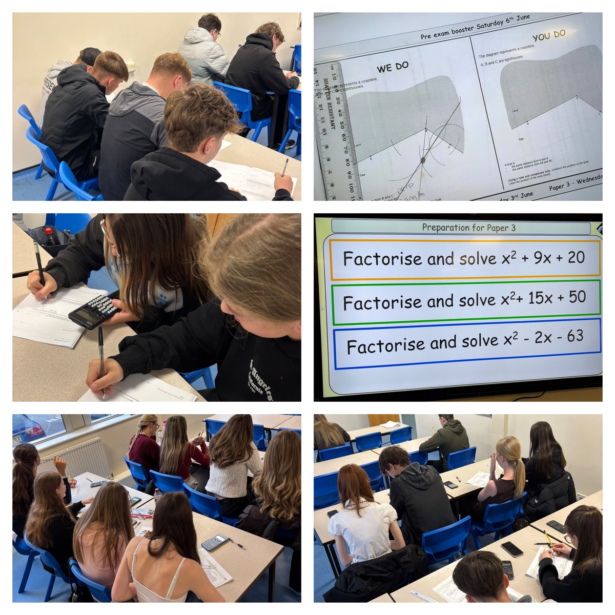 CroftonAcademy's tweet photo. Fantastic effort from our pupils attending this morning’s Saturday maths booster ahead of Wednesday’s GCSE Paper 3, showing real dedication & a drive to succeed!
Huge thanks to our staff for giving up their time to support👏Can you factorise & solve the equations👇?
#WeAreCrofton https://t.co/JGwfKdGXds