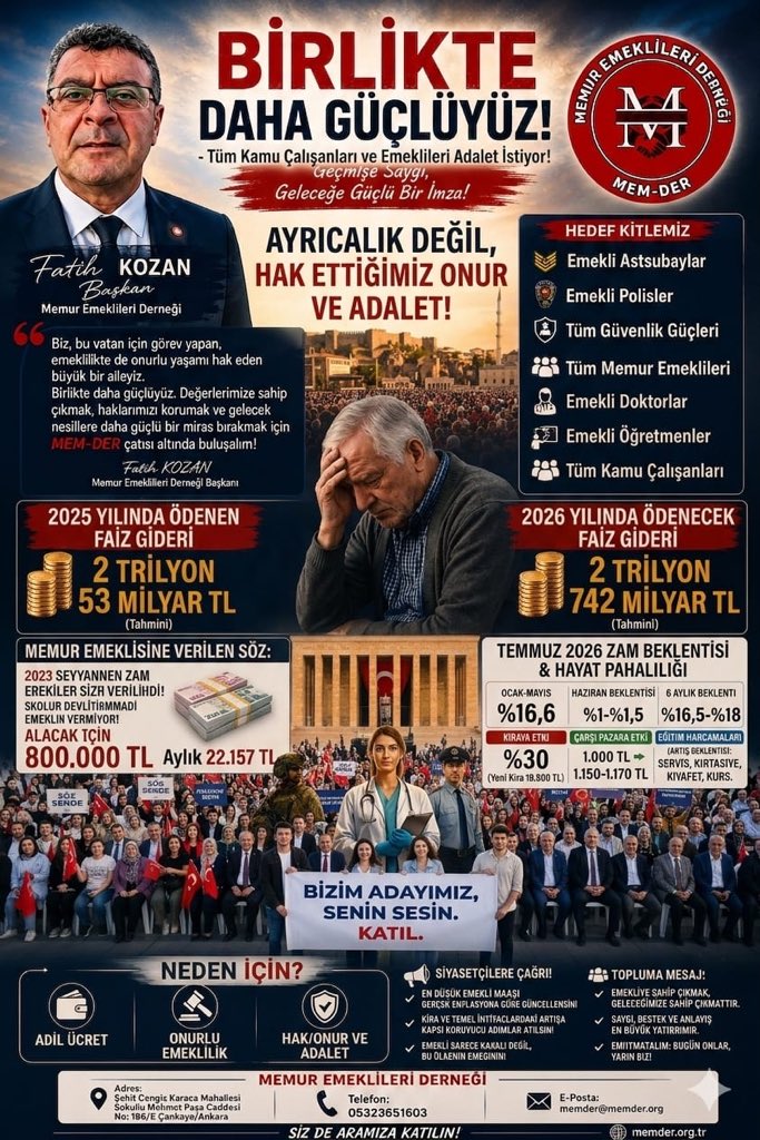 Mem__Der's tweet photo. Bize vaat edilen ne ayrıcalık ne de lütuf! Yıllarca bu vatana sadakatle hizmet eden #EmekliMemur un önemli bir talebi var; Ayrıcalık Değil, isteğimiz Hakkımız olan Onur ve Adalet! 
​Faize trilyonlar bulunurken, memur emeklisinin hakkına ne olacak. #SeyyanenHakkımızıVerin #Adalet https://t.co/oev2uaFZiZ
