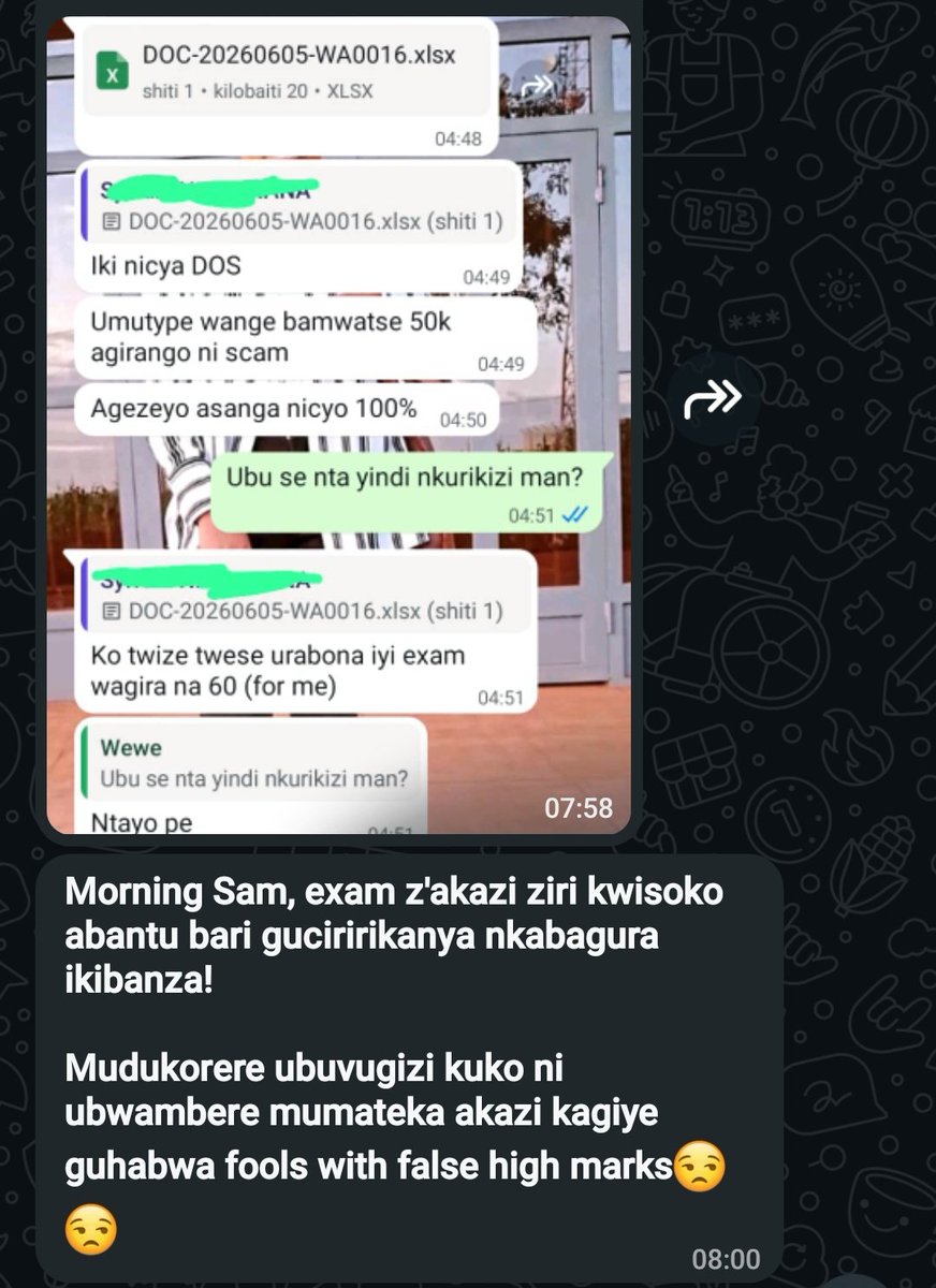 SamKabera's tweet photo. TWIGANIRIRE
===========
Ibi bintu nabonye @REBRwanda ibihakana bavugako ikizamini cyabo kirinzwe kurusha aho Madulo afungiwe,...

Nonese ibi bivugwako ku isoko hanze aha ikizamini kiri guhahwa nk'amasuka byo ubu ndabihuza gute?

Reka mparire abahanga mu bijyanye no kugenza ibyaha,..
@RIB_Rw @Rwanda_Edu @RwandaLabour @ClaudetteIrere @JoNsengimana @ALFREDHITIMANA3 @oswaki @ChallUmurerwa @ChadadiHabimana