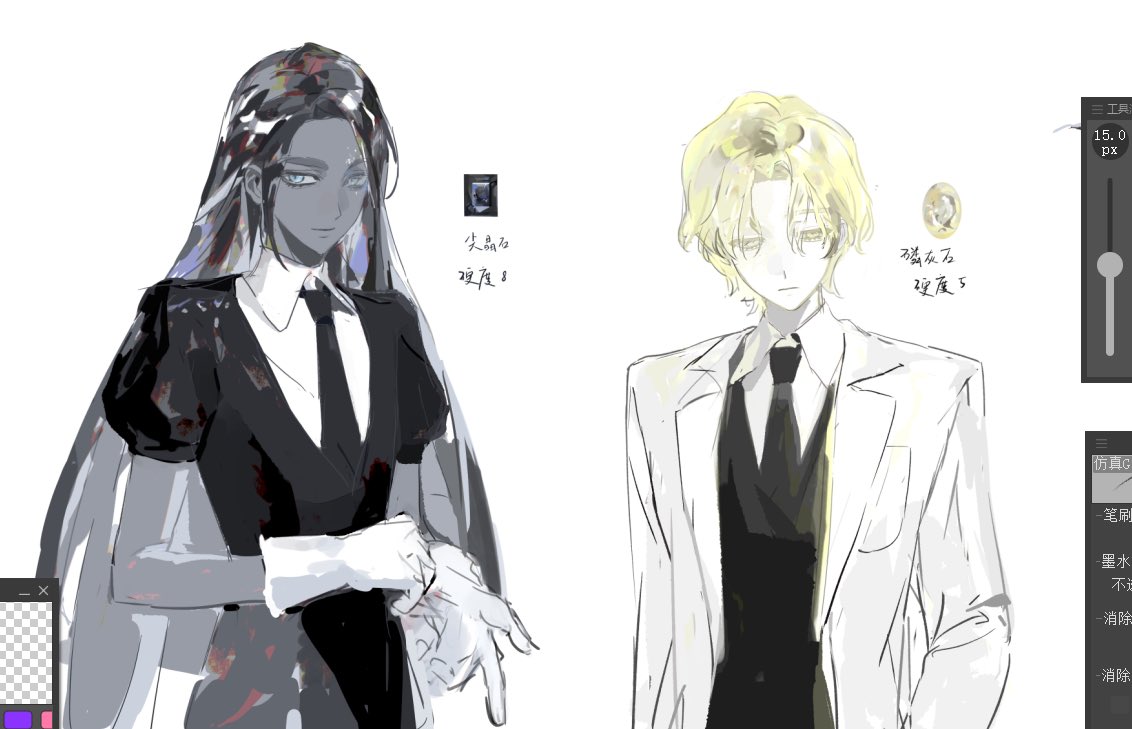 idioctonia404's tweet photo. 补一下之前画的宝石之国设定 https://t.co/TSLhepXb21