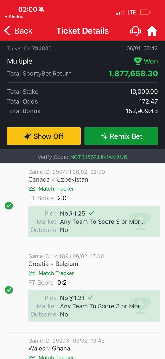 PalmerOdds's tweet photo. I won 1.8 million  on Sportybet🥳🥳✅✅🙏🥳🥳🥳🥳🥰🥰✨💫

Congratulations 🎉🎊🎈🍾 To me

I will do 200k giveaway 
Just retweet and drop aza https://t.co/wUc5UUM29L