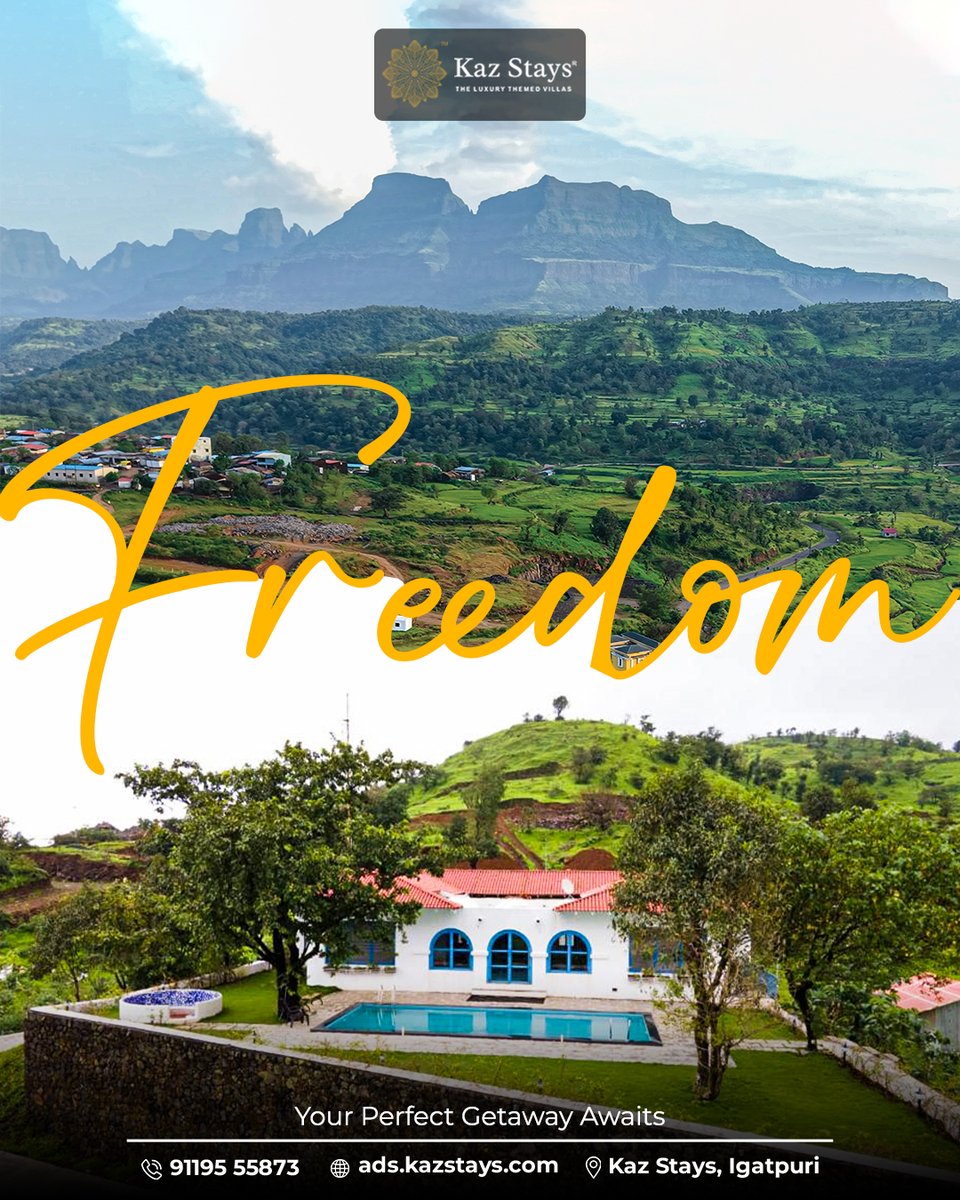 KazStays's tweet photo. Freedom feels different in the mountains. 🌿🏔️✨

Wake up to panoramic views, fresh air, private pool luxury, and the serenity of Igatpuri's lush landscapes.

This isn't just a getaway.
It's your escape from the ordinary.

📍 Kaz Stays, Igatpuri
📞 91195 55873
.
.
.
#kazstays https://t.co/zokVPFvfmq