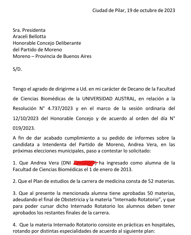 AiresDrones's tweet photo. @HernanSeivane @JereRodriguezOK La denuncia a Andrea por ejercer la medicina sin titulo data de 2023. Este documento lo unico que hace es efectivamente darle la razon a @JereRodriguezOK.
Adjunto respuesta de la Universidad Austral en respuesta al pedido de informes en el 2023. https://t.co/74of35XngO