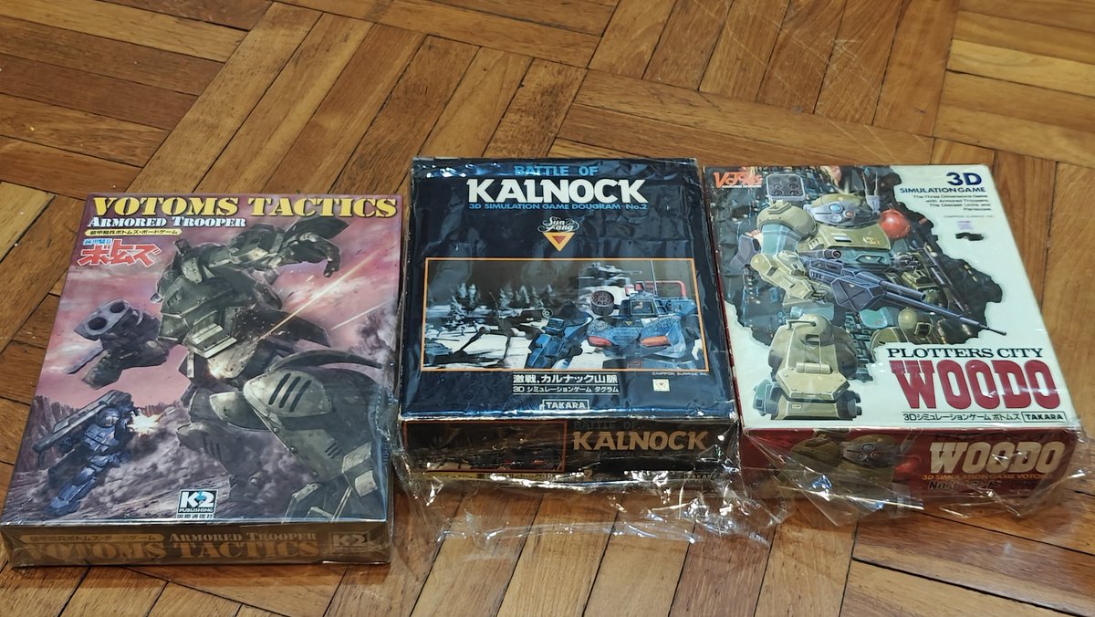 SeanSuchanya's tweet photo. Was not expecting to find these in Singapore. Paid a high price bit the contents were complete but also in surprisingly good condition. #boardgames #dougram #votoms https://t.co/nt62y6KKji