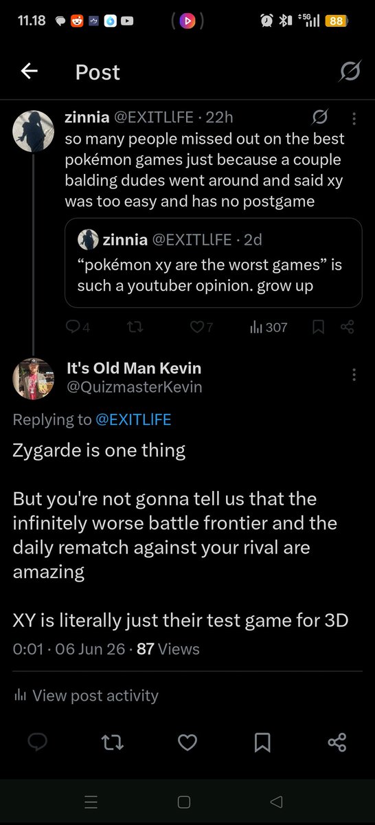 QuizmasterKevin's tweet photo. So I got blocked for this reply lmao

When I was only talking about the post game of base XY (the worst post game we'd seen in years), not even legends ZA

Even Gen 2 managed to have a battle tower + all of kanto as post-game

Never said XY are bad games, I specified the postgame https://t.co/0vk2QVpyDW
