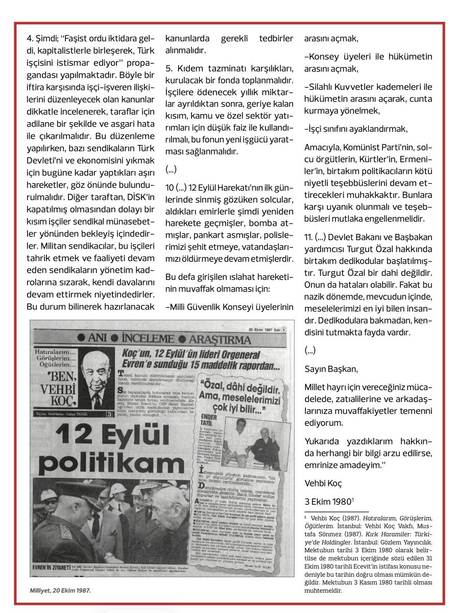 yilmazlarmcod's tweet photo. 12 Eylül'de Kürtler, devrimciler ve demokratlar işkence tezgahlarında direnirken Koç ailesi şunları söylüyordu

"Komünistlerin, solcuların ve Kürtlerin teşebbüsleri devam edecek

Bunlara karşı uyanık olunmalı ve teşebbüsleri mutlaka engellenmelidir

Emrinize amadeyim..." https://t.co/L8br9QfpFe