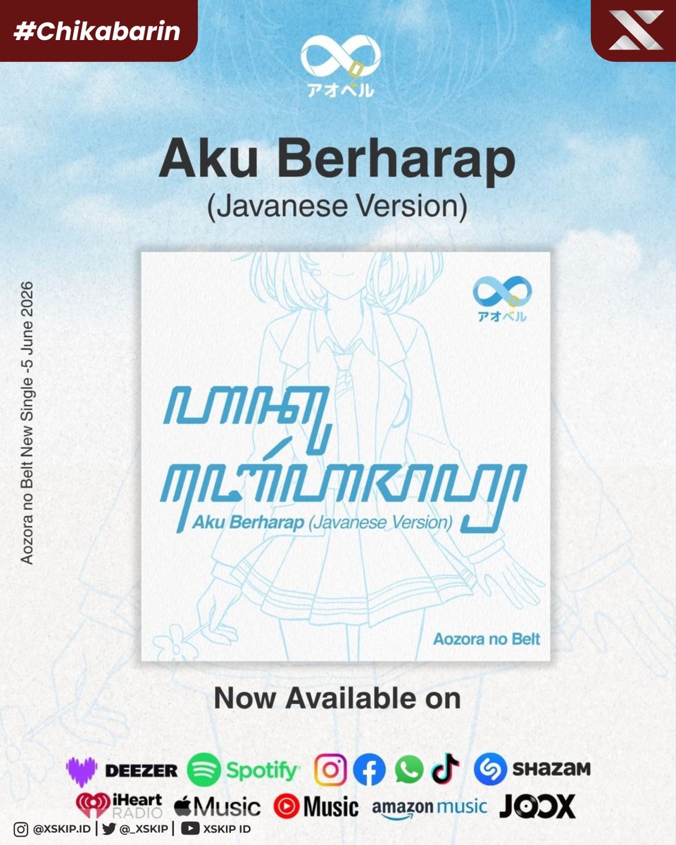 _Xskip's tweet photo. @AozoranoBelt Lagu 'Aku Berharap (Javanese Version)' sudah tersedia di semua platform musik kesayangan kamu! Ayo awak'e dewe kabeh ngerungokno lagu sing apik iki! 🫶🏻✨ https://t.co/yRnhCsLuWU