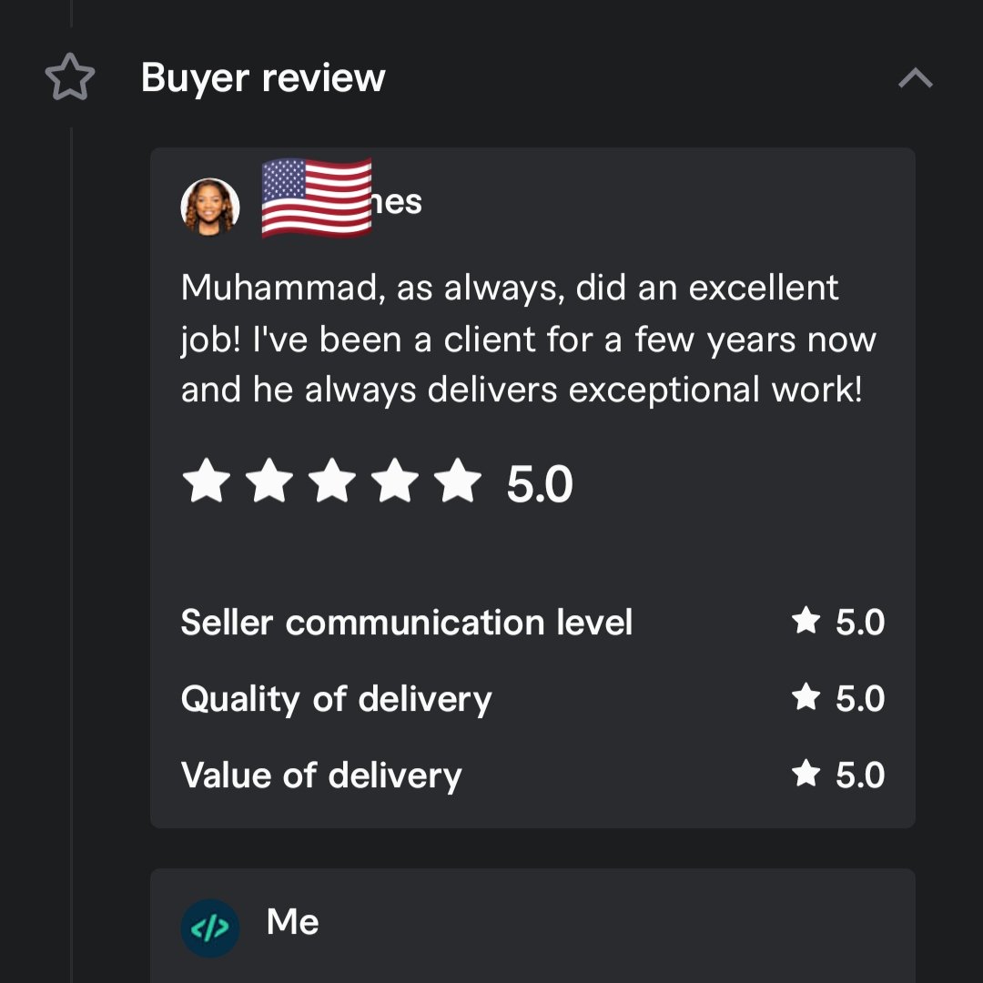 itswebgeekpro's tweet photo. 💥 Check-out my 5 ⭐ review at Fiverr 😊

#MadeOnFiverr #FreelanceLife #FiverrSeller #ClientSuccess #Fiverr #wordpress #usa https://t.co/0QaJtPipWN
