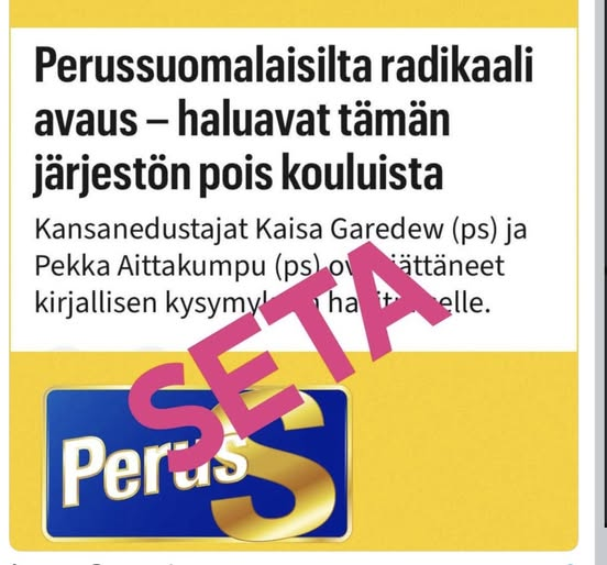 HarriLehtimaki's tweet photo. Seta pois kouluista, siellä ei tarvita ideologista propagandaa. https://t.co/u9jbcE3G0V