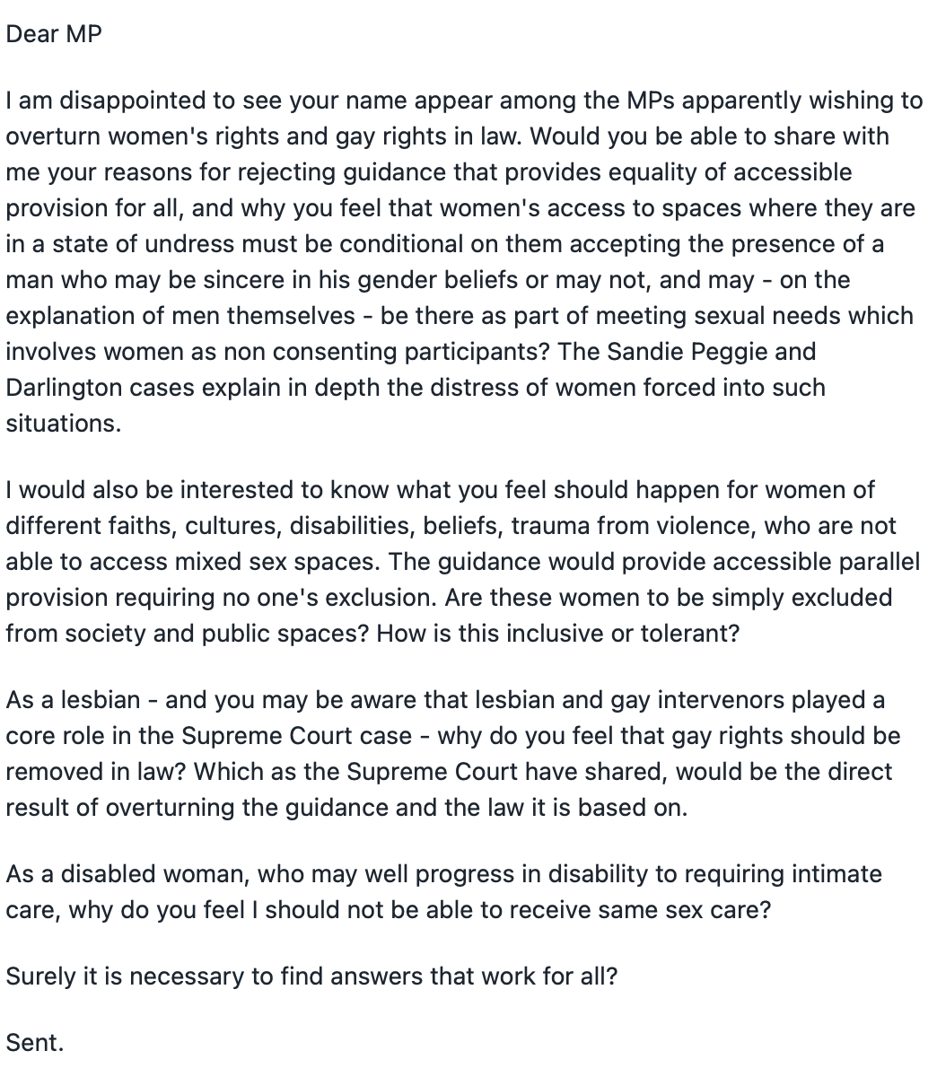 LibVoice4Women's tweet photo. Great thread on mumsnet about the Early Day Motion that some MPs have signed in a seeming effort to stop the new EHRC guidance for service providers being approved. Many posters are writing to their MPs and the thread includes this cracking letter: https://t.co/vCzotb7gbn https://t.co/XBRPMp9XxA