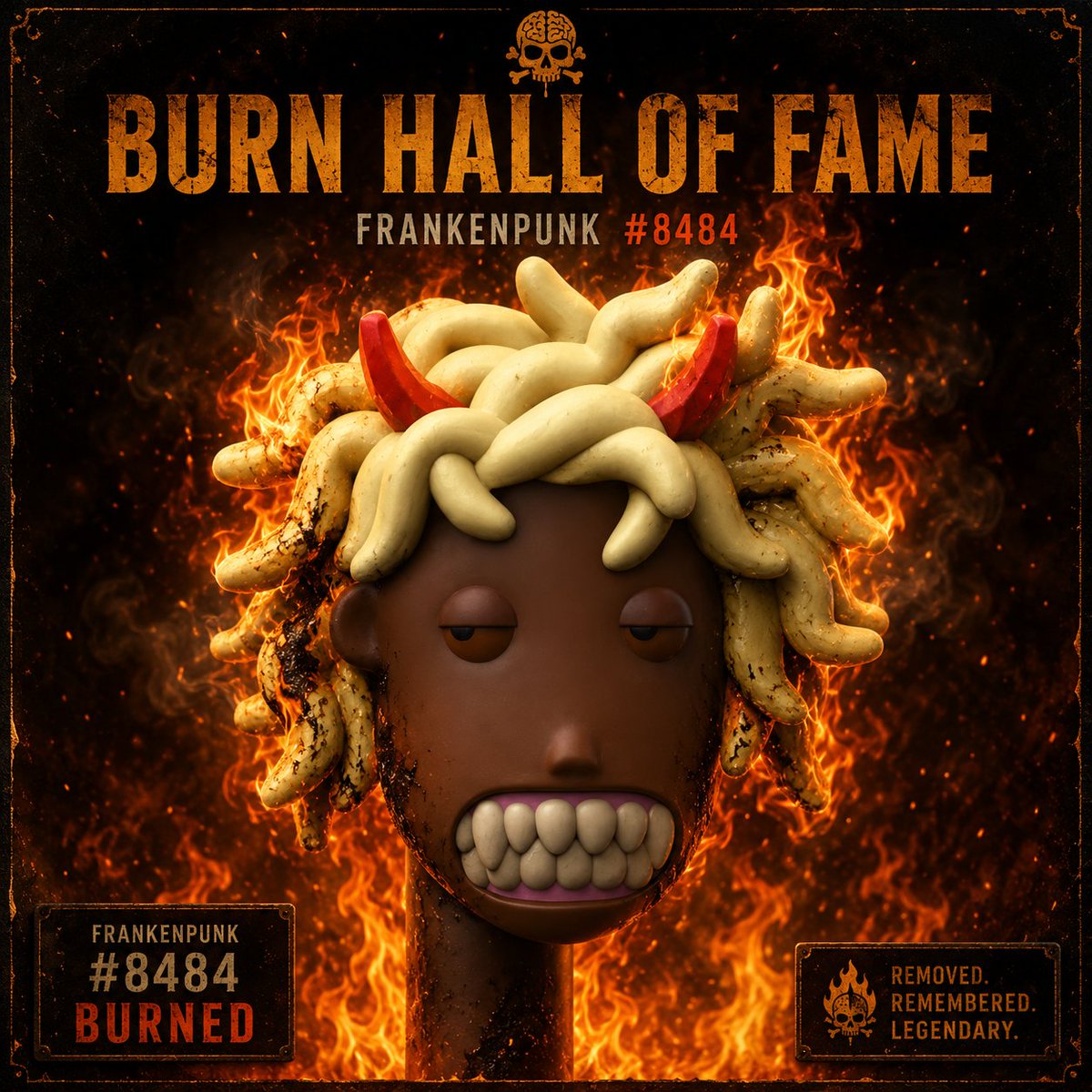 RobertoM0109's tweet photo. 🔥 Another FrankenPunk has entered the Burn Chamber 🔥

FrankenPunk# 8484 has officially been removed from circulation.

Doing my part during the Great FrankenPunk Burn Event 👀

🏅 Burner Badge secured
🎟 Raffle entries unlocked
🔥 Community prize pool over $400

Who’s next? https://t.co/EWiYaiKUQT