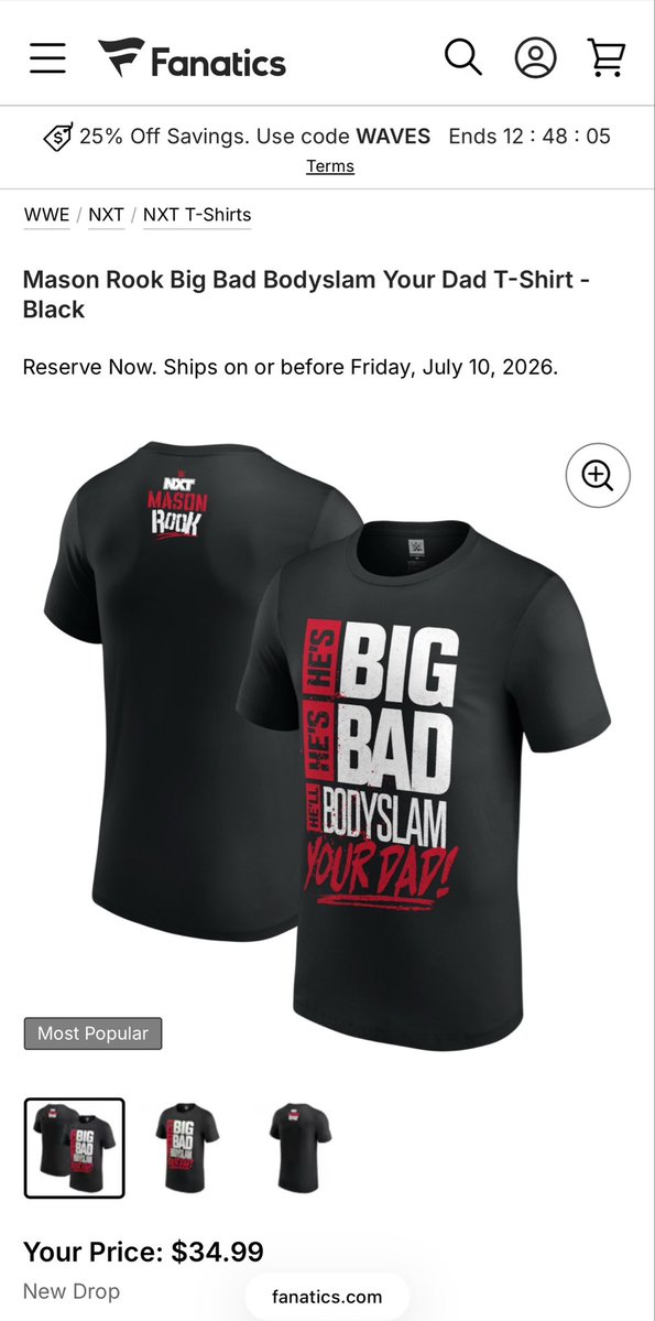 MasonRook_wwe's tweet photo. Available now on @Fanatics 
My first official @WWENXT t shirt!
Order now to get yours in time for Father’s Day!🤟🏼

https://t.co/vOhtbQttfj

#wwenxt https://t.co/KnUOLF0yGG