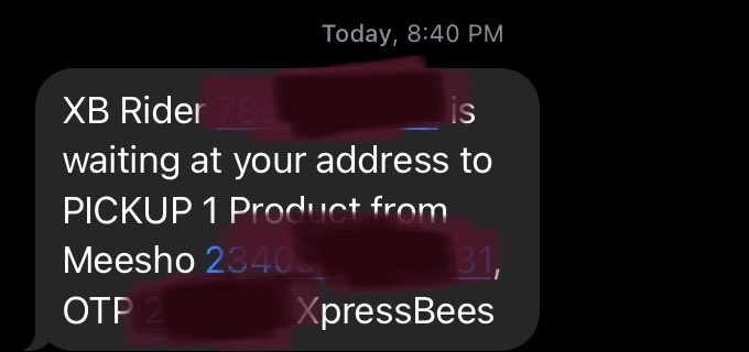 vermank50's tweet photo. m at home and nobody at my doorstep
Always put fake remarks,even I didn’t get any call since yesterday about pick-up,at night getting the SMS I want later pick-up totally fake remark 
@XpressBees_IN 
@meesho_support @Meesho_Official https://t.co/tqx3skYlZH