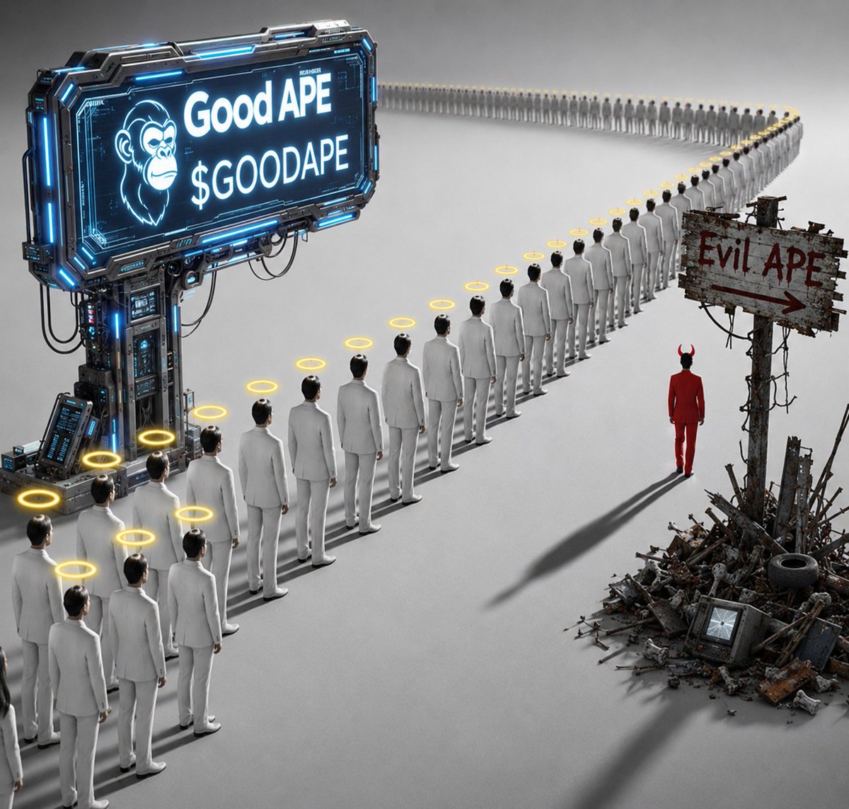 GoodAPE_'s tweet photo. $GOODAPE 

 Today we flip Evil $APE - So painful listening to that moron @AlchemistTheOG  try and figure out how to add SOL to a wallet to claim rewards 

Good knows how to pay Dex
Good knows how to do buybacks 
Good knows how to claim 

CA: CQ2EbJvYuGHSgB3NbJV4edjk6ph5YV8QZ9Y4Cx4apump