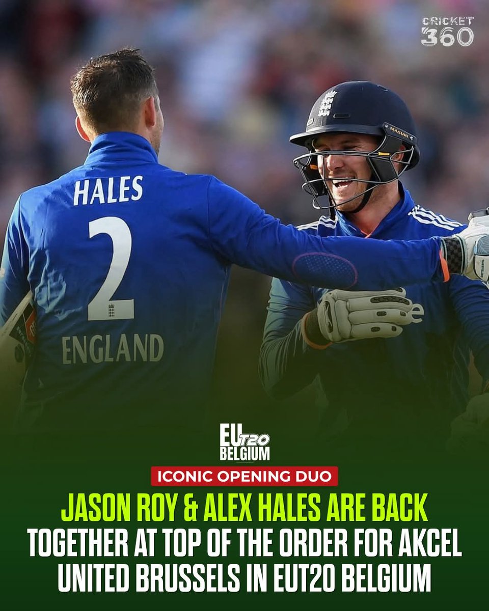 nomanadil56's tweet photo. 🚨Roy & Hales Reunite at the Top!
The iconic opening pair of Jason Roy and Alex Hales are back together, set to open the batting for Akcel United Brussels in the EUT20 Belgium tournament.
#JasonRoy #AlexHales #EUT20 #BelgiumCricket #Cricket #T20Cricket #CricketNews #SportsNews https://t.co/cvNrHpoIE7