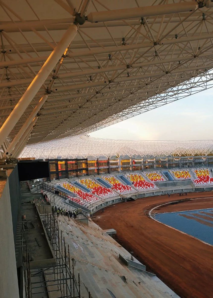 eastndy's tweet photo. Photos 🖼️: AKI-BUA stadium is undergoing roofing stage. Appreciation goes to the minister of sports Hon @OgwangOgwang for his efforts together with the National council for sports. He has for sure delivered during his term and that is why he has been appointed for the same position. 
#AFCON2027
@kakensaug @kamukamafredie @Fahad38158546 @TrillUganda