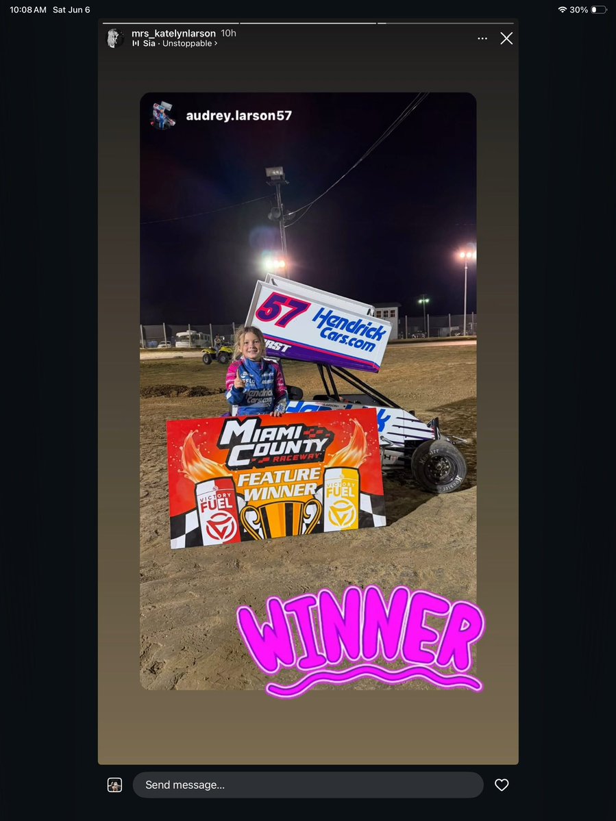 swirvan36's tweet photo. Even with the @HighLimitRacing  being rained out Larson and the @HendrickCars  57 still finds its way to victory lane https://t.co/KHWlnsNxfR