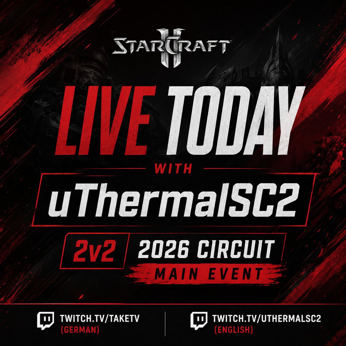 TaKeTV's tweet photo. Heute und in der nähere Zukunft gibts auch mal etwas anderes!

2v2 wurde bisher wirklich nicht so häufig ausgetragen und noch seltener bei uns. Mit @uThermal 's 2v2 Circuit wird auch Teamplay gefördert und bringt frischen Wind in die Starcraft Szene.

Links in den Kommentaren :) https://t.co/vN4V66Qil7