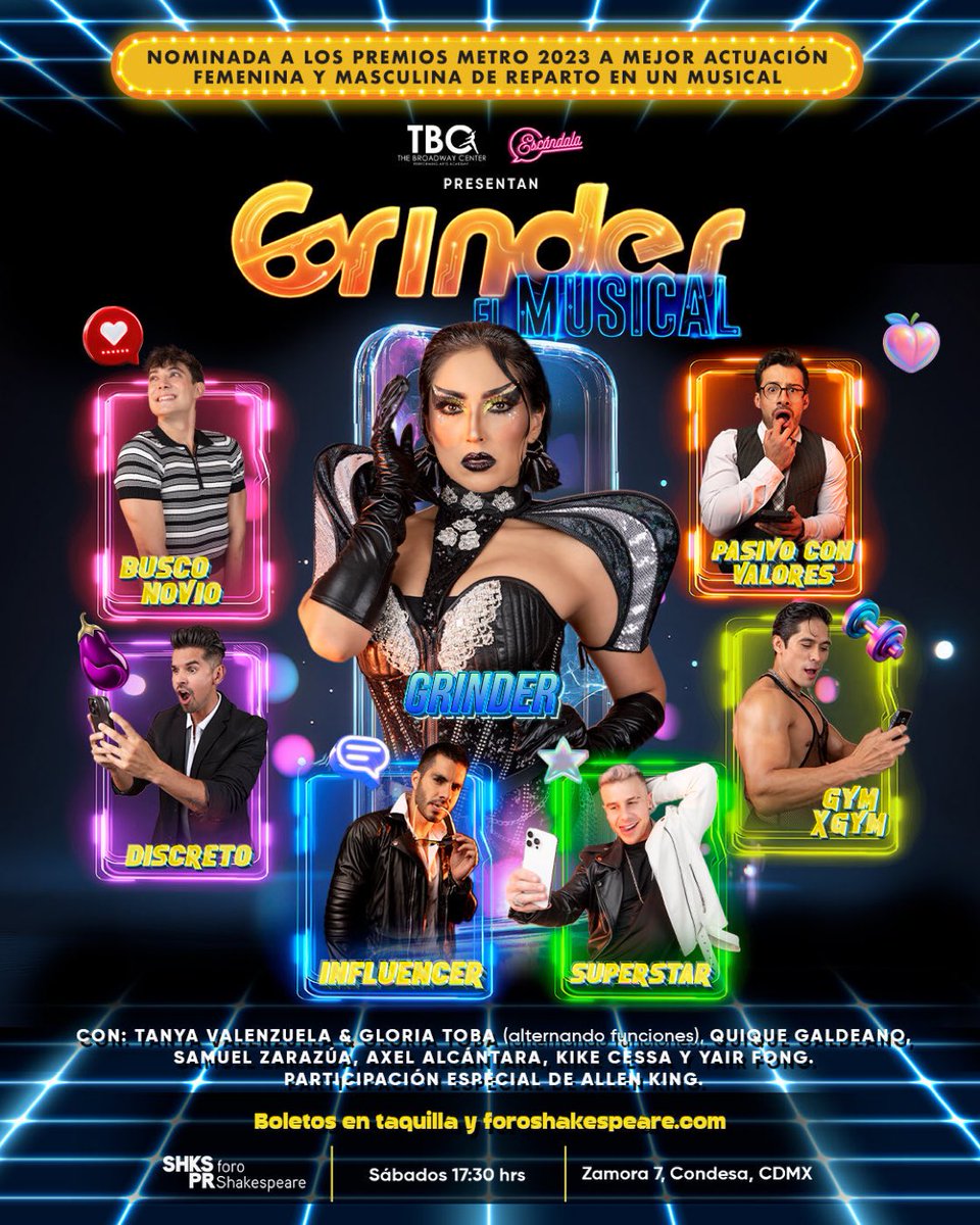 lemonmexico's tweet photo. 🔥 La comedia gay más divertida y exitosa de la cartelera está de regreso 🔥

Grinder El Musical vuelve a #CDMX con un show irreverente, políticamente incorrecto y listo para roastrear a toda la comunidad. 📲🎭 @GrinderMexico

Boletos en Taquilla del @ForoShakespeare https://t.co/iheaob1mGS