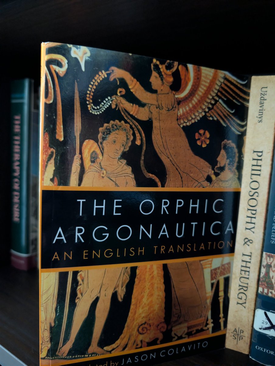 ulfcytel's tweet photo. The Orphic Argonautica 

The poem is found in manuscripts either on its own or together with the Orphic Hymns and other hymns such as the Homeric Hymns and those of Proclus and Callimachus. The poem was lost, but in the fifteenth century it was found and copied in a manuscript. https://t.co/J8QiW506HP