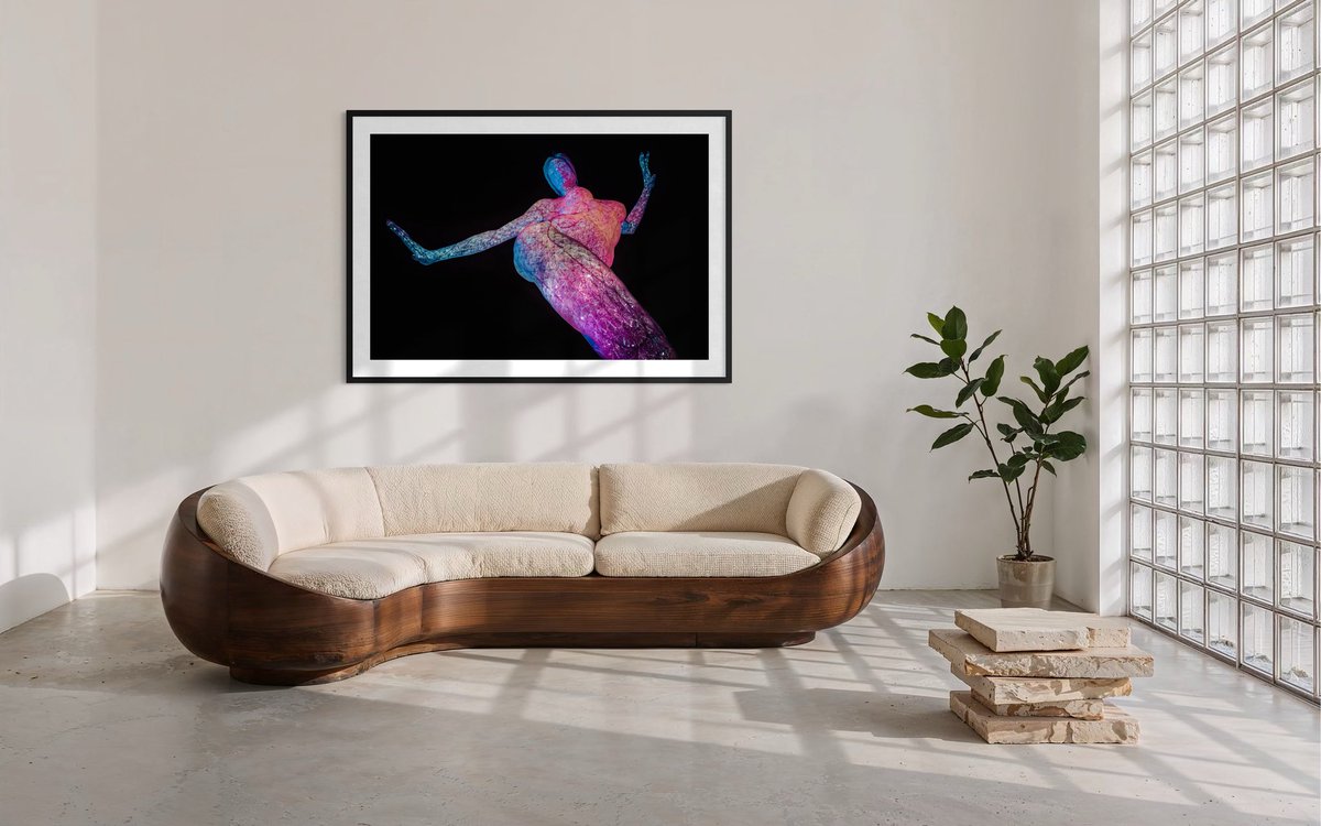 JonJaneway's tweet photo. Nobody reads the placard.
40-foot neon sculpture on the Las Vegas Strip. 

Most people glance up, keep walking. Get underneath it with a camera and it stops being public art — starts being something else entirely.
"Weird Science" — framed print, canvas, or metal.

https://t.co/W3NyFuHWVW

#FineArtPrint #NeonArt #WallArt