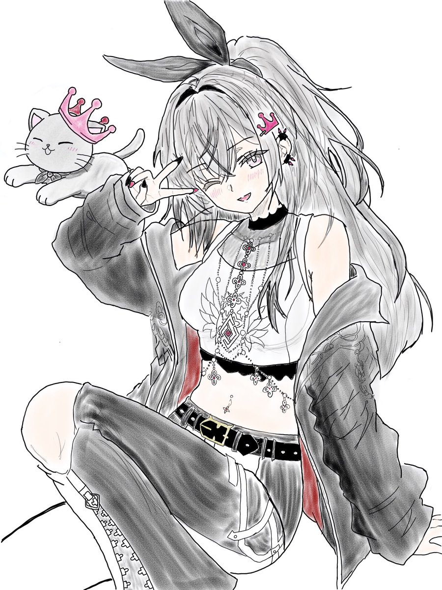 ponn4389's tweet photo. いっぱい反応いただけて、温かい言葉もかけていただいて嬉しいです🥹

左上の余白気になったので連合さんもプラスしてみました🐱
背景とか小道具とかも描けるようになりたい！

  #リオナート https://t.co/R4lMOFkKTl