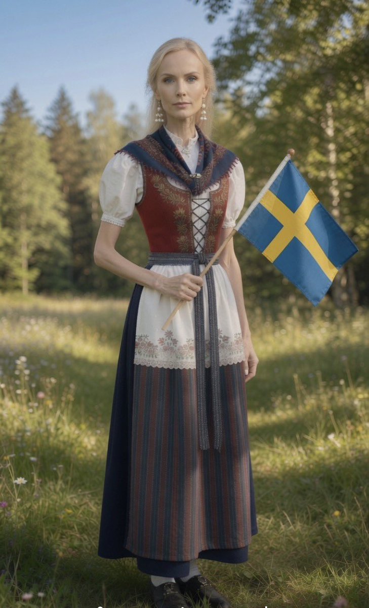prepasha's tweet photo. Bad @grok att göra en bild på mig ute i naturen med en småländsk nationaldräkt. Jag blev ett anorexia fall med en folkdräkt som jag inte känner till och med ett annat äldre ansikte. 
Mycket dåligt av dig Grok, bad,  very bad 👎😆 https://t.co/c7sV5kB3nV