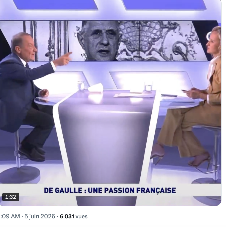 tcabarrus's tweet photo. "Il n'y a rien de commun entre l'extrême droite et De Gaulle : ses valeurs c'était l'universalisme, pas la xénophobie.  Le #RN n'est pas une invention de l'IA, Jean-Marie Le Pen a fait partie de ceux qui ont essayé de faire tuer le général De Gaulle"
(Jean-Luc Barré, historien) https://t.co/evOkyx06vA