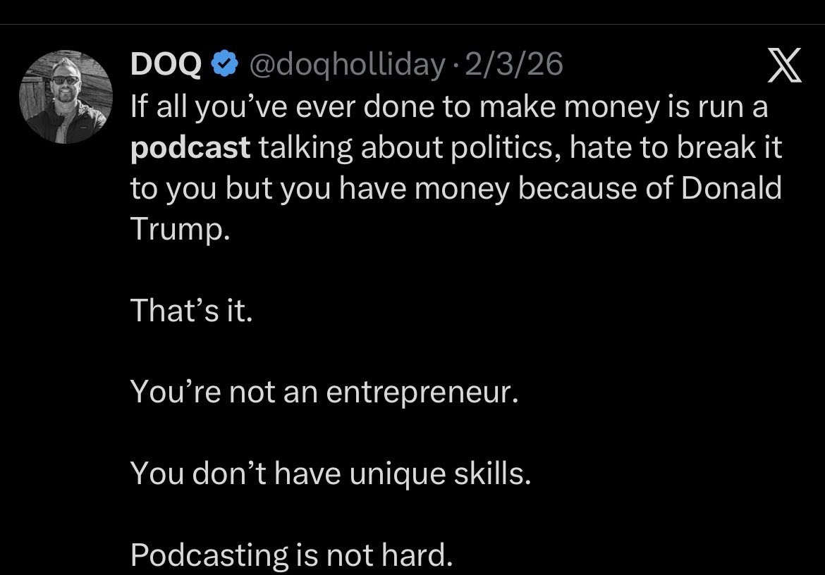 doqholliday's tweet photo. All podcasters “in the movement” about to find out… https://t.co/FILwZ0BSBI