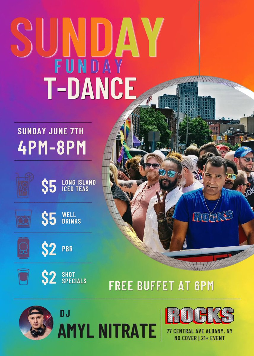 Rocks77's tweet photo. #SundayFunday T-Dance at #ROCKS77 tomorrow 4-8 w/ DJ AMYL NITRATE. https://t.co/u4nS7DGARE