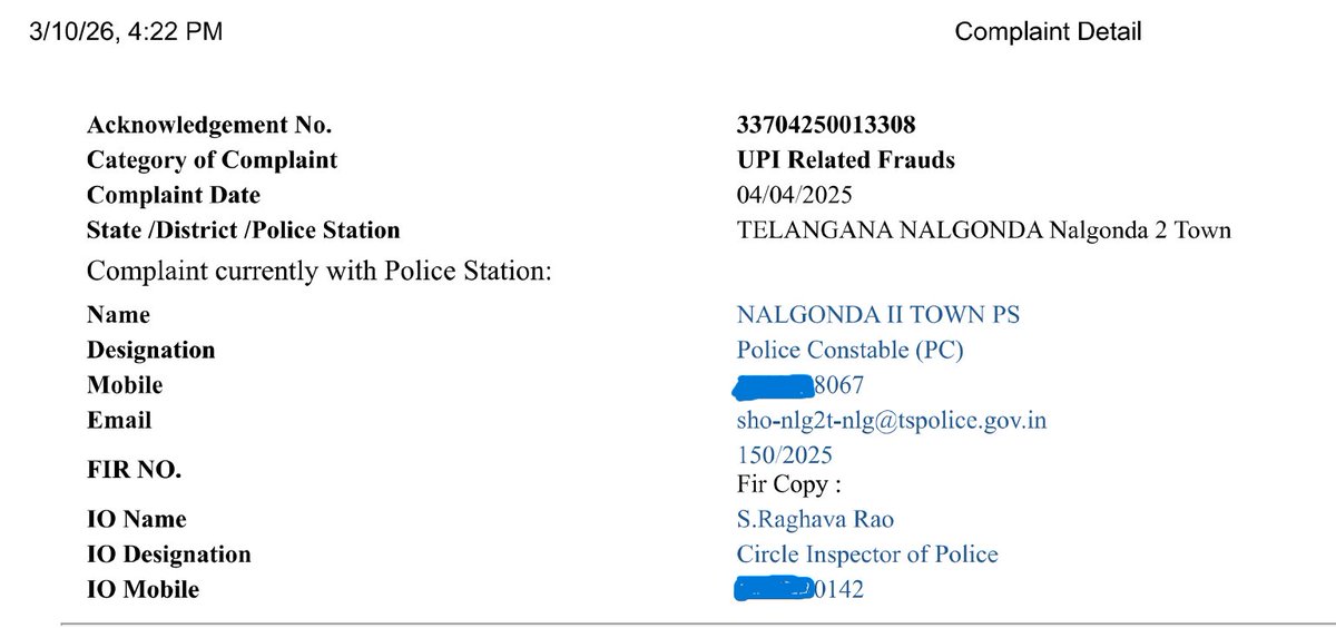CJP_RJ's tweet photo. Hello Sir,
This is Dhapu Devi, Seeking assistance from Telangana Police and Nalgonda Police regarding a ₹70,000 lien placed on my HDFC Bank account in connection with a cyber complaint.

The transaction in question was a genuine self-initiated transaction made using my own credit card through my own CRED account and settled via IMPS into my own bank account. The transaction records and bank statement contain the same UTR number, establishing the transaction trail.

I am not named as an accused in the FIR. The amount has remained under lien for approximately 14 months. I have repeatedly approached both the bank and concerned authorities, submitted my explanation, and requested a review, but the matter remains unresolved.

I respectfully request the concerned Investigating Officer and authorities to review the matter and inform whether the continued retention of the amount is still required. If no longer necessary, kindly issue appropriate instructions for release of the funds.

FIR / case details and supporting documents can be provided immediately upon request.
@TelanganaDGP @TelanganaCOPs @NalgondaCop @TelanganaCMO @HMOIndia @PIBHomeAffairs @CyberDost @RBI @HDFC_Bank 

#TelanganaPolice #NalgondaPolice #CyberCrime #BankLien #GrievanceRedressal